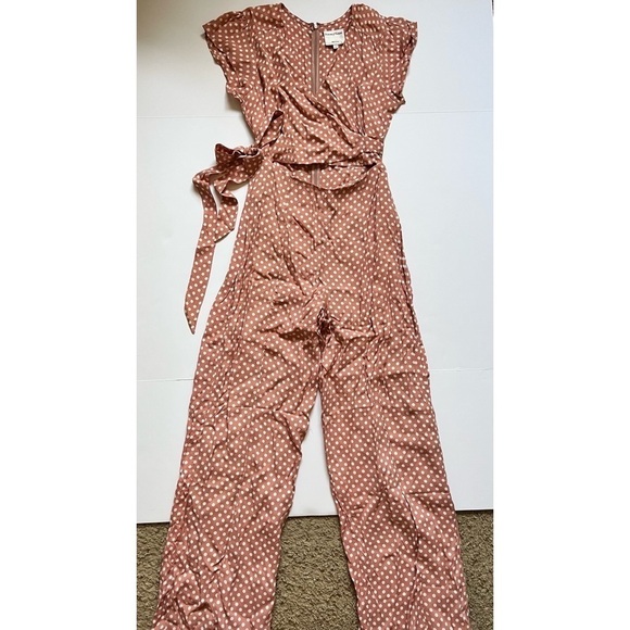 Revolve Privacy Please Jumpsuit Wilmot Polka Dot in Yvonne Pink & White Sz S - Picture 5 of 10